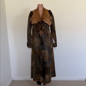 Woman long coat brown size medium made in turkey Spanish lab